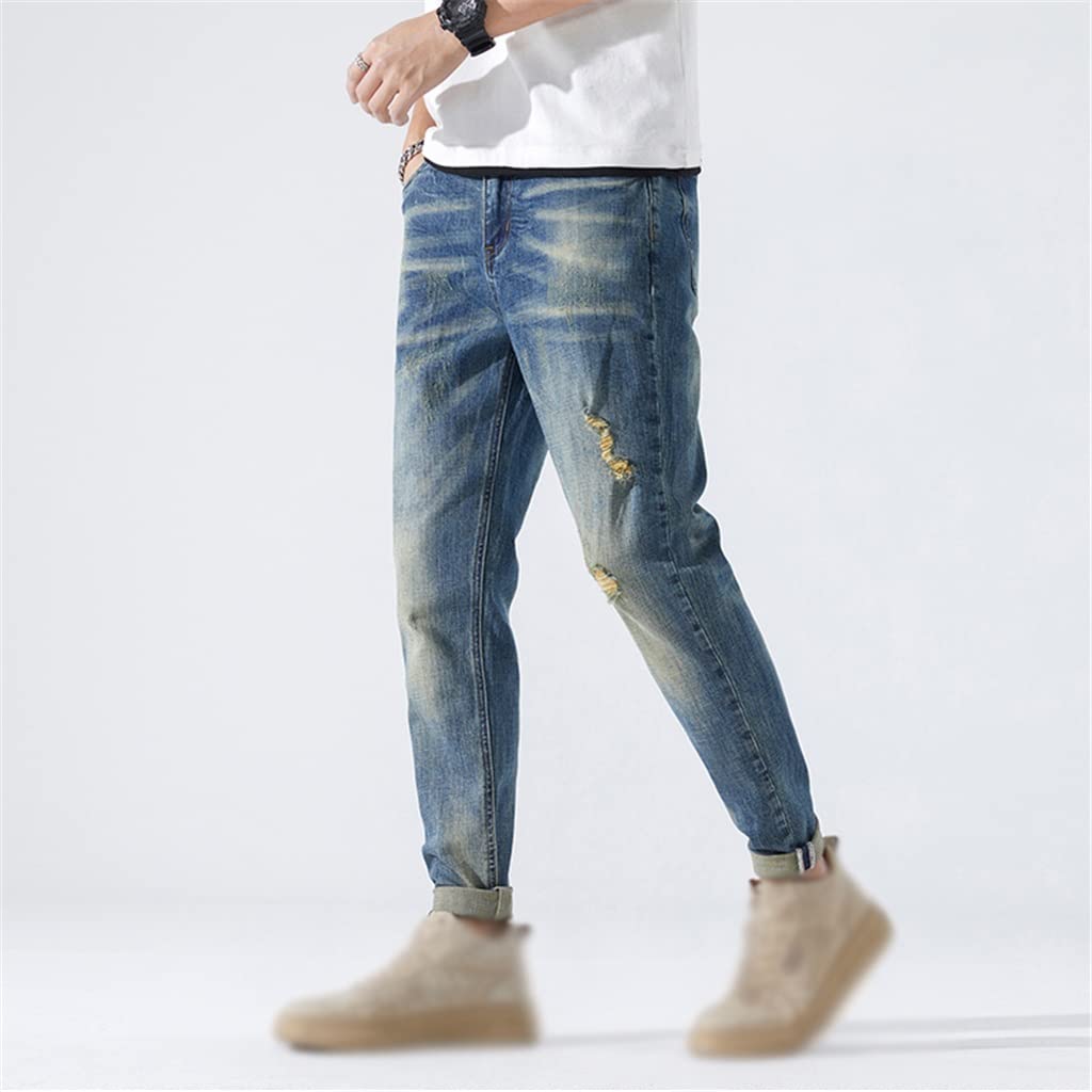 Slim Fit Distressed Ripped Jeans