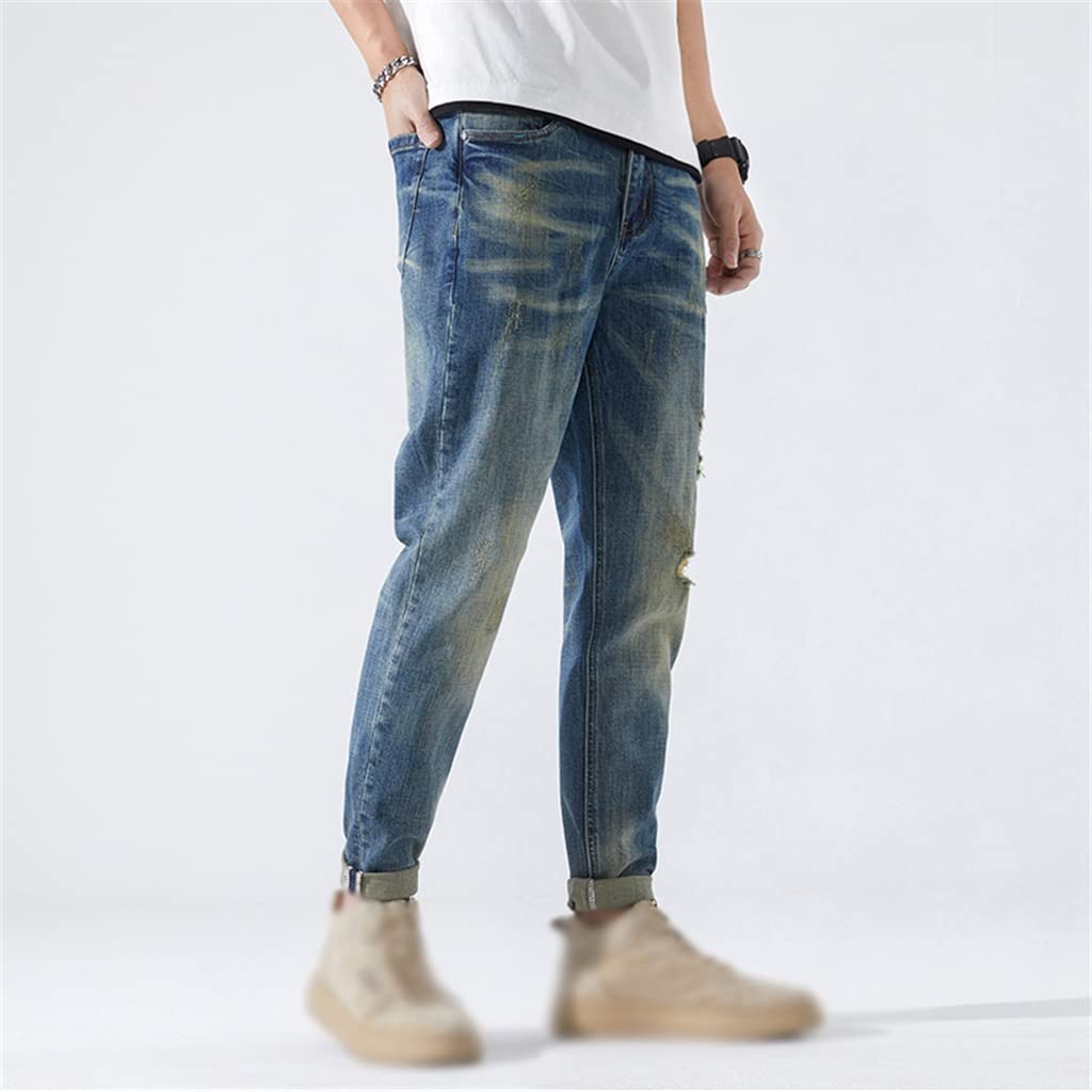 Slim Fit Distressed Ripped Jeans