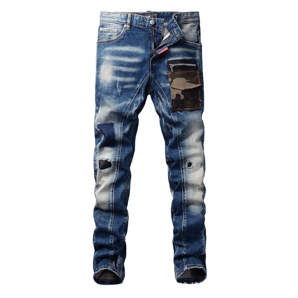Slim Fit Multi-Pocket Ripped Jeans
