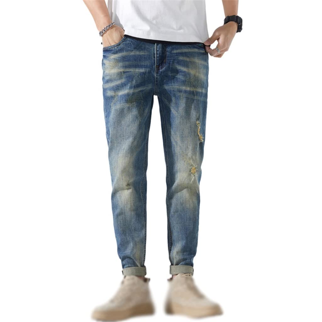 Slim Fit Distressed Ripped Jeans