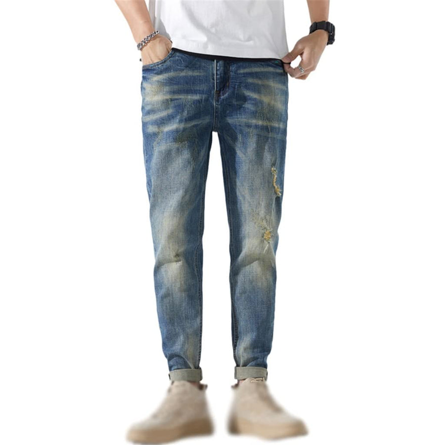 Slim Fit Distressed Ripped Jeans