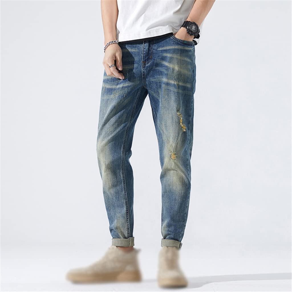 Slim Fit Distressed Ripped Jeans