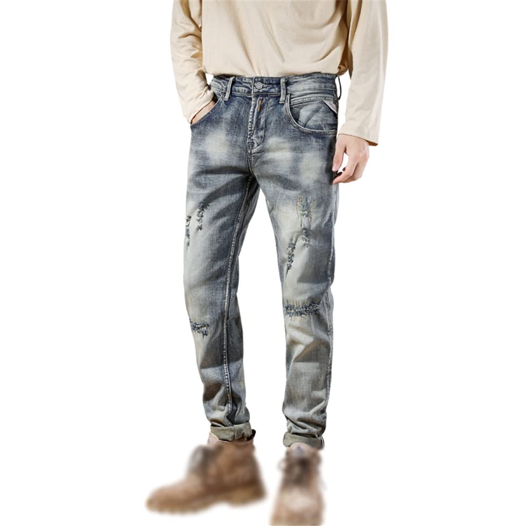 Slim Fit Distressed Patchwork Jeans