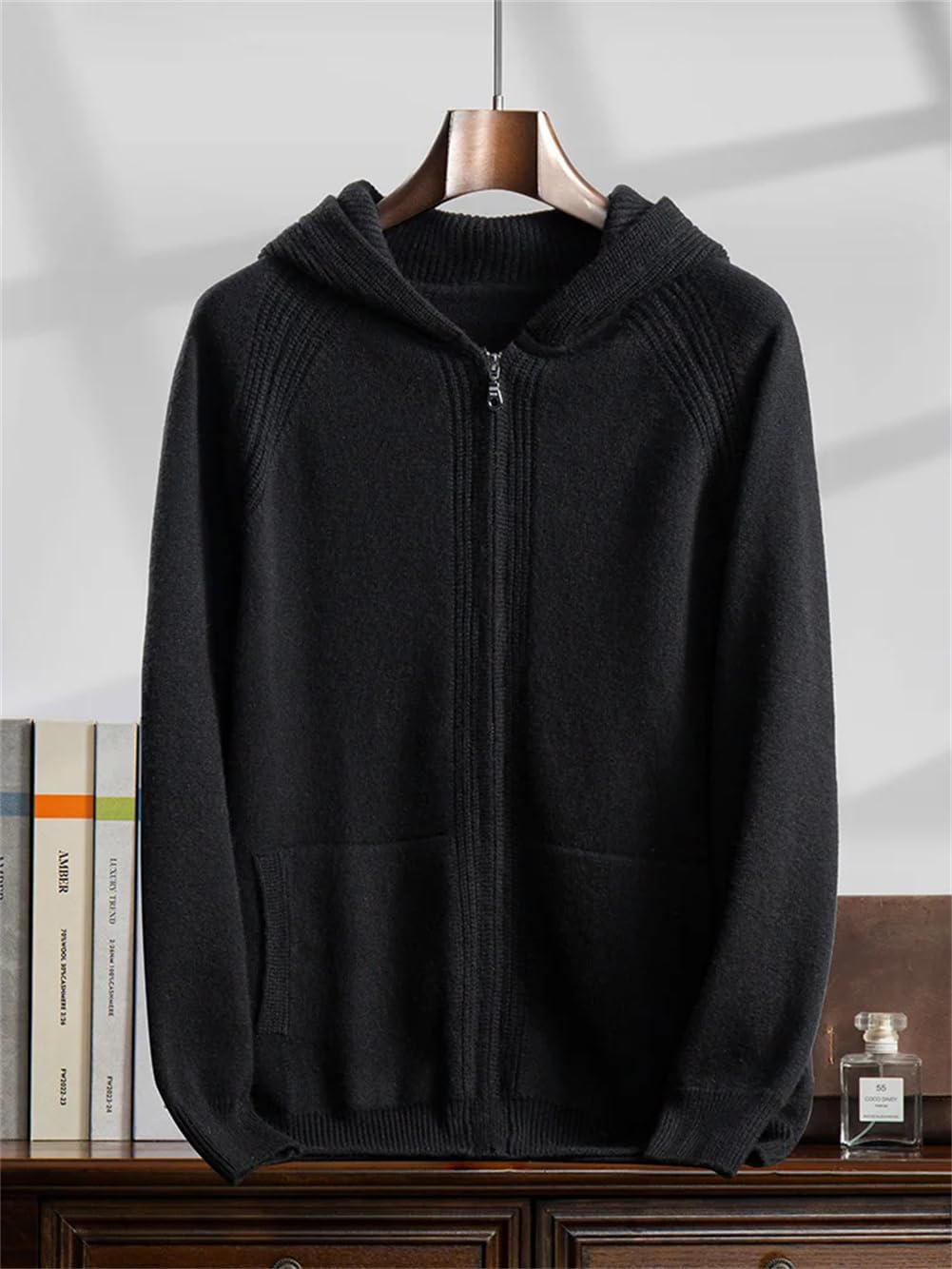 Cashmere Zip Hoodie Cardigan