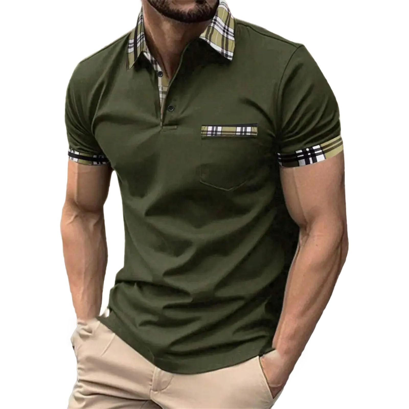 Navy Knit Short-Sleeve Polo Shirt