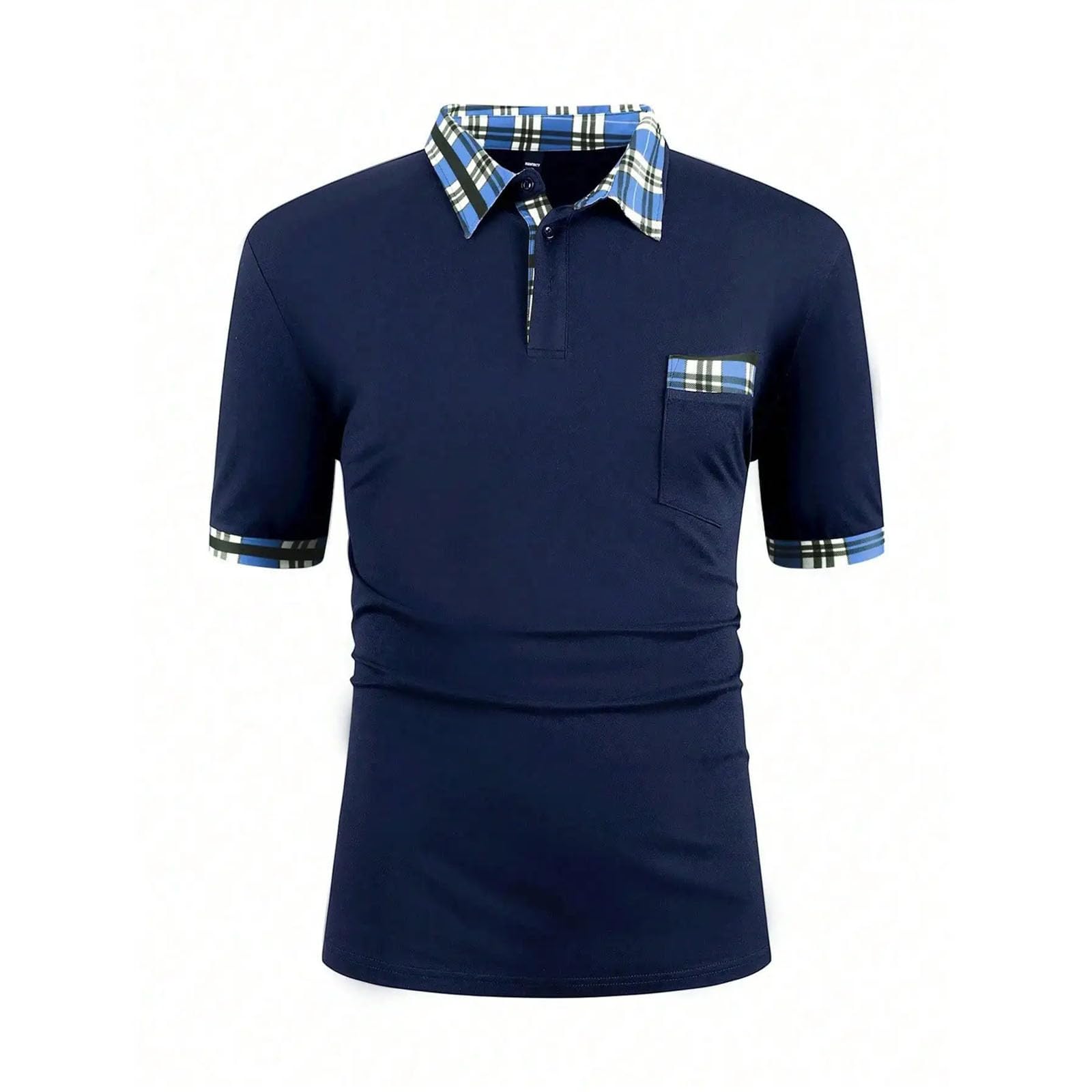 Navy Knit Short-Sleeve Polo Shirt