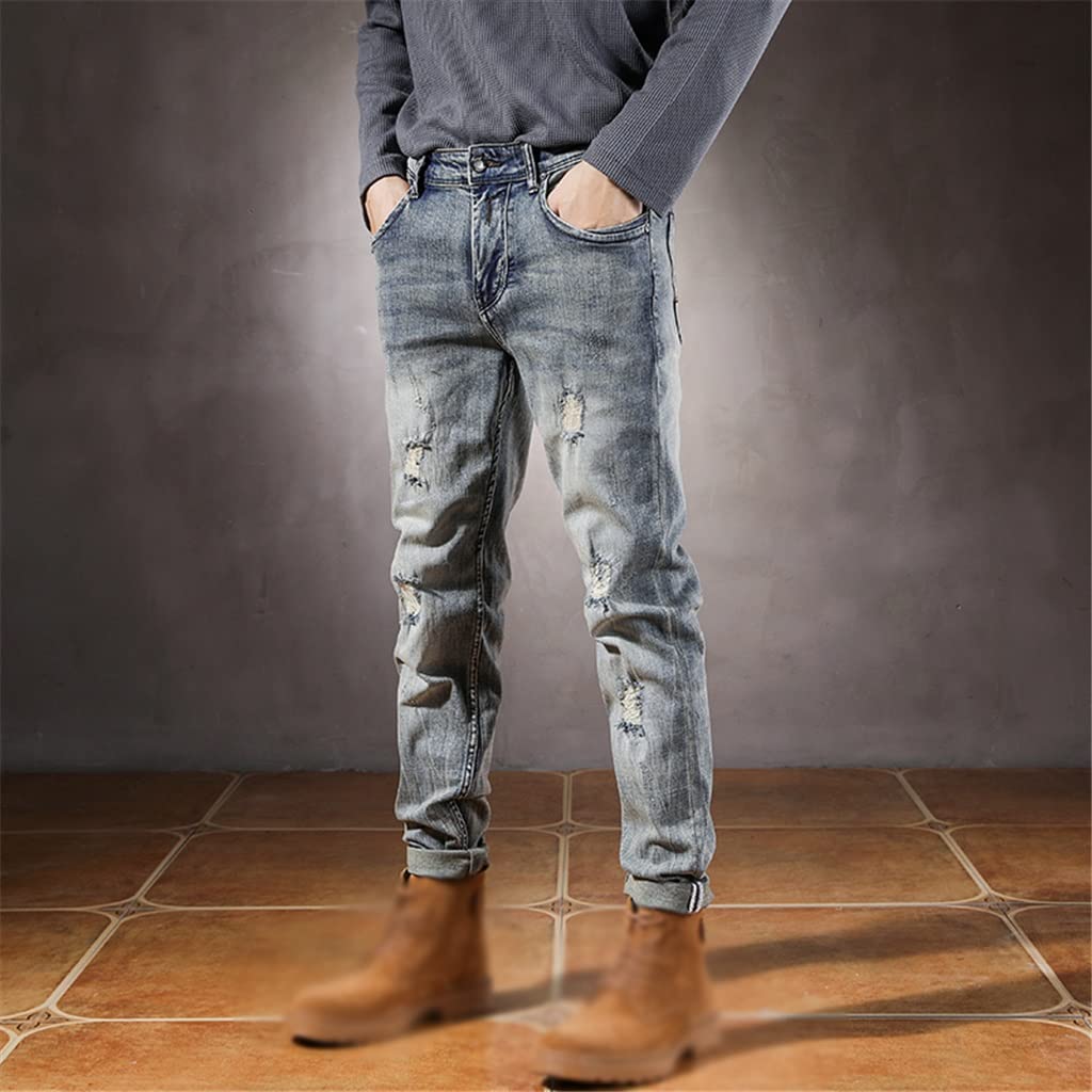 Slim Straight Distressed Jeans
