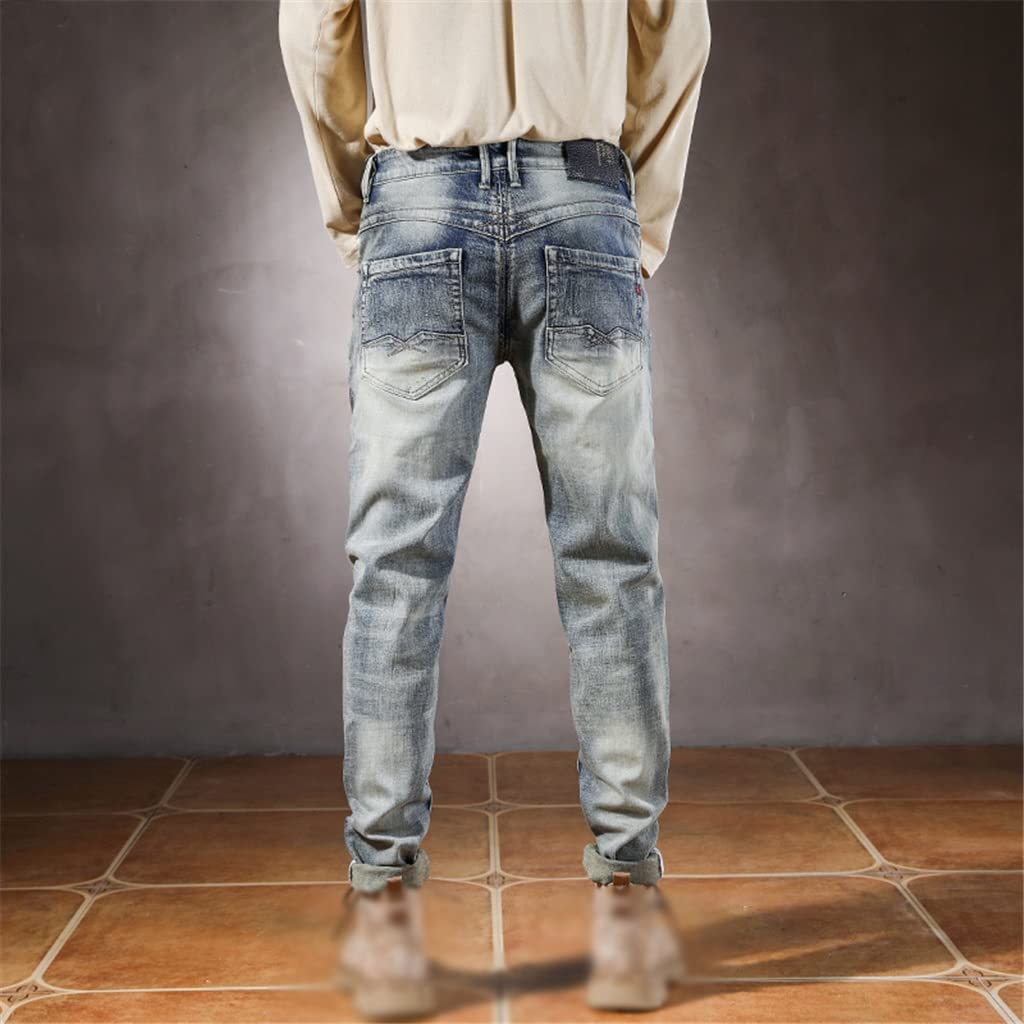 Slim Fit Distressed Patchwork Jeans