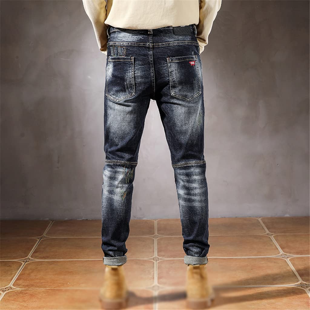 Slim Fit Distressed Patchwork Jeans