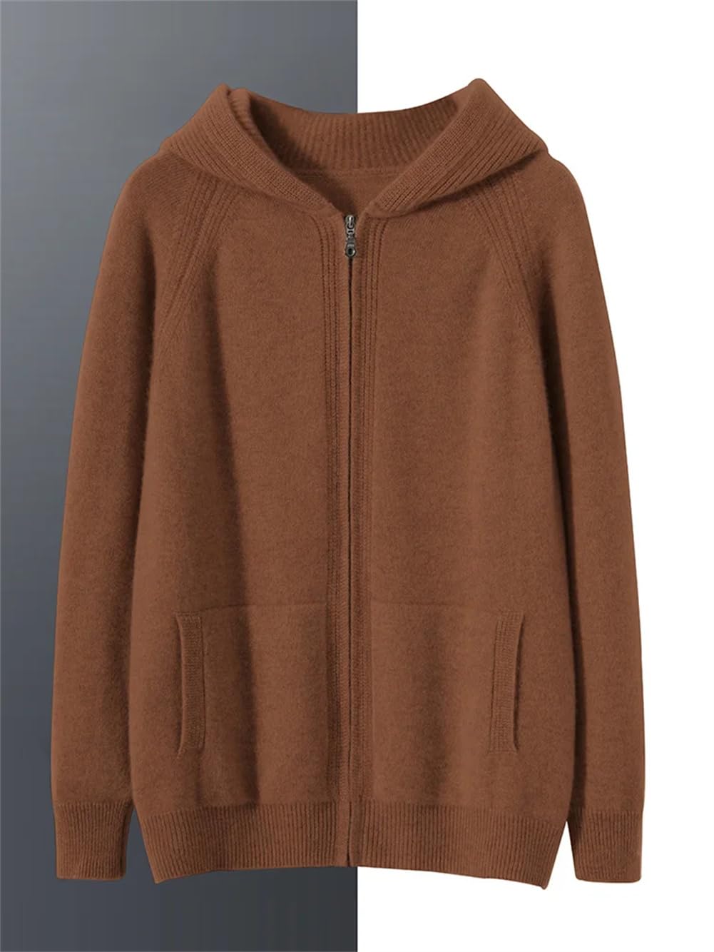 Cashmere Zip Hoodie Cardigan