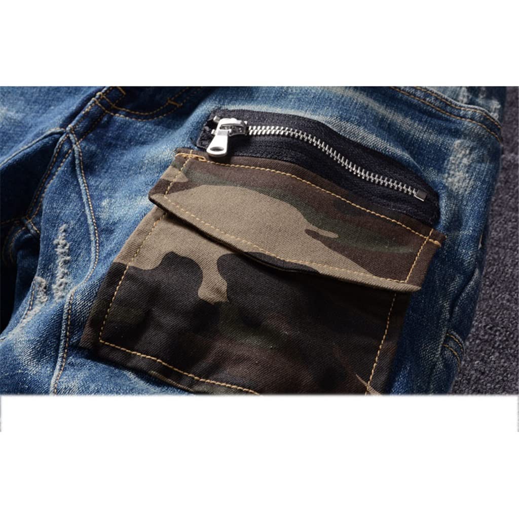 Slim Fit Multi-Pocket Ripped Jeans