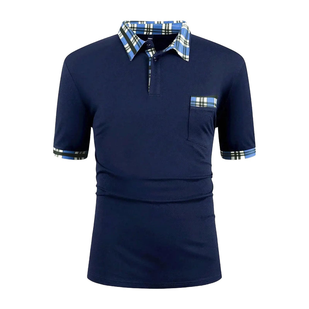 Navy Knit Short-Sleeve Polo Shirt