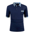 Navy Knit Short-Sleeve Polo Shirt