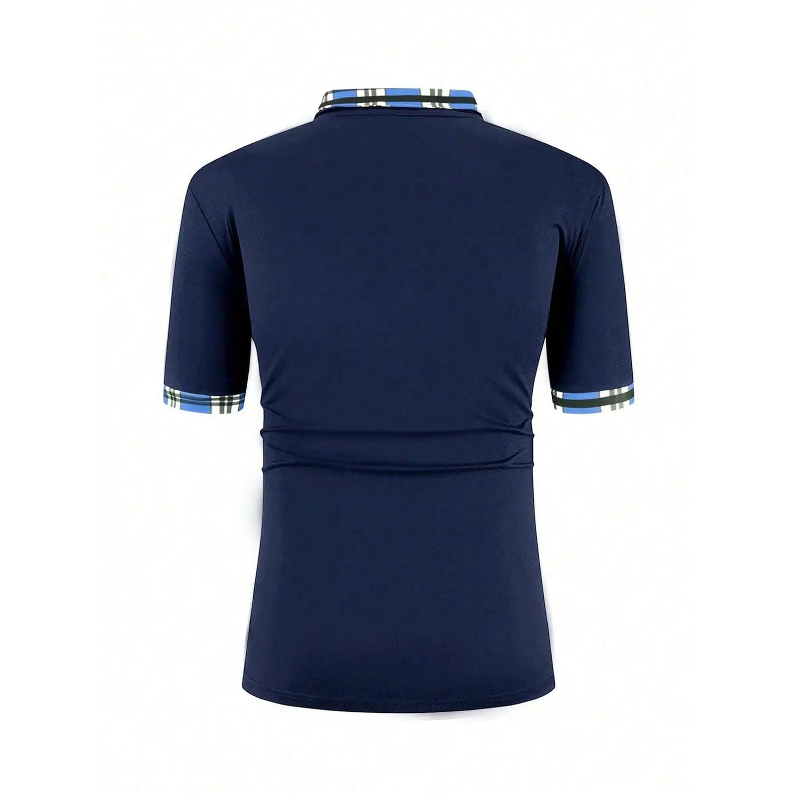 Navy Knit Short-Sleeve Polo Shirt