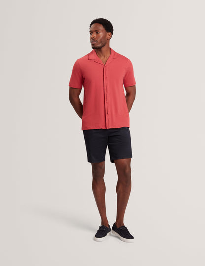 Linen Blend Johnny Collar Polo