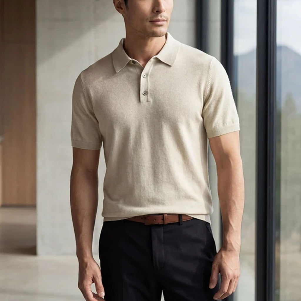 Pure Cashmere Short-Sleeve Polo