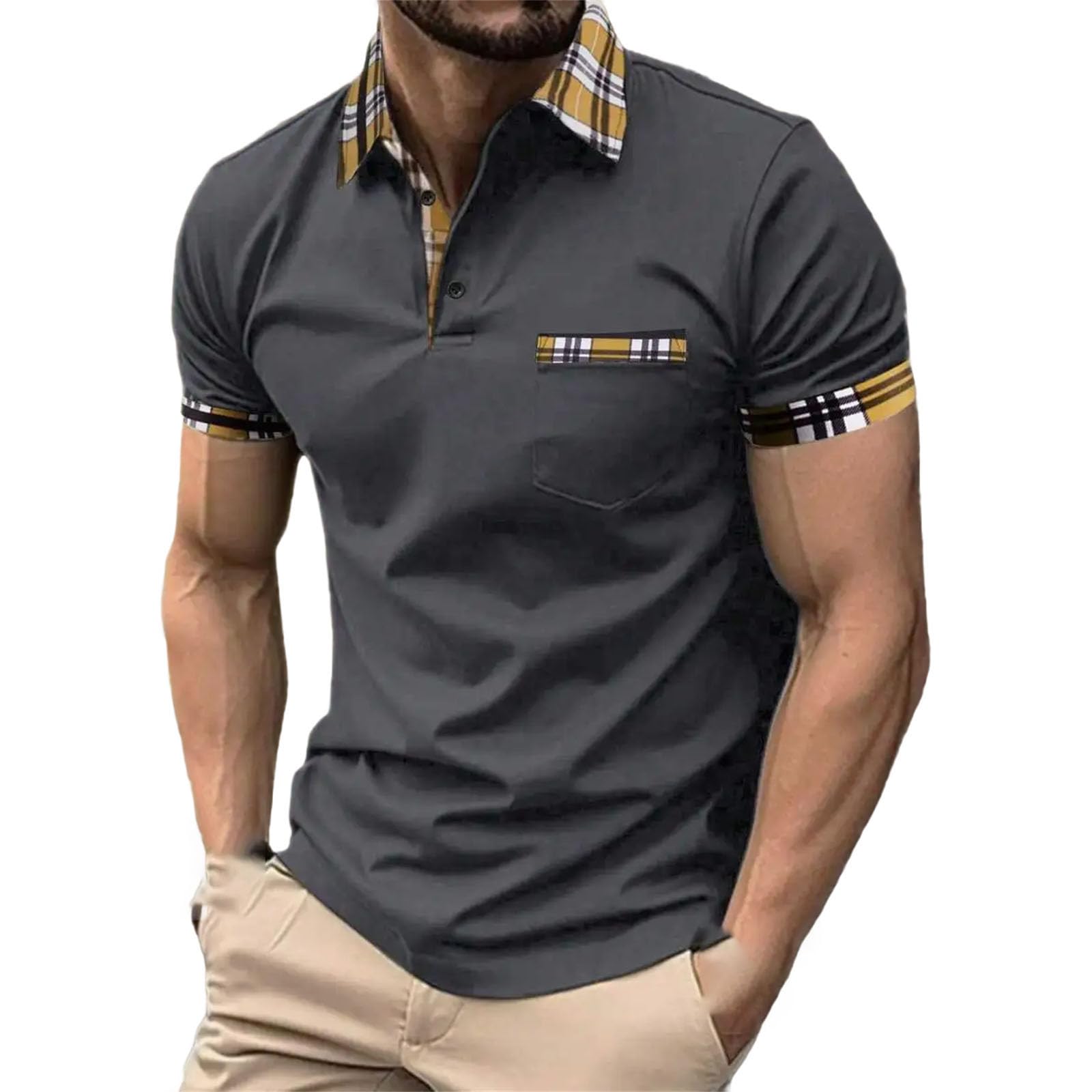 Navy Knit Short-Sleeve Polo Shirt