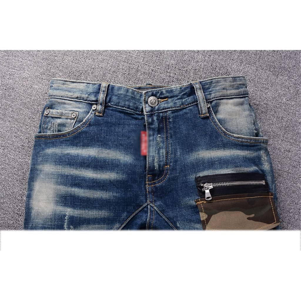 Slim Fit Multi-Pocket Ripped Jeans