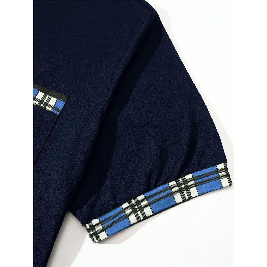 Navy Knit Short-Sleeve Polo Shirt