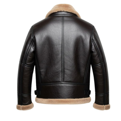 Leather Bomber Jacket with Shearling Lining