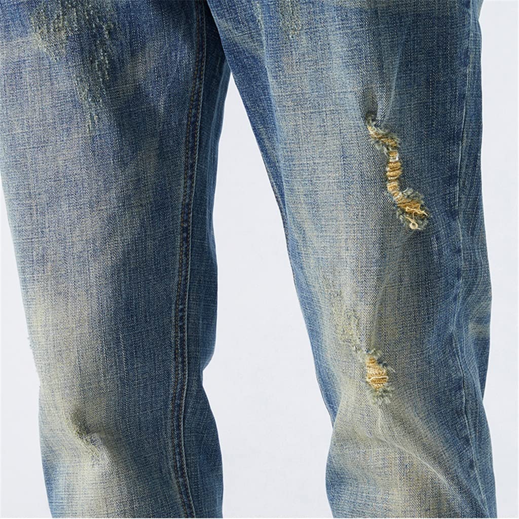 Slim Fit Distressed Ripped Jeans