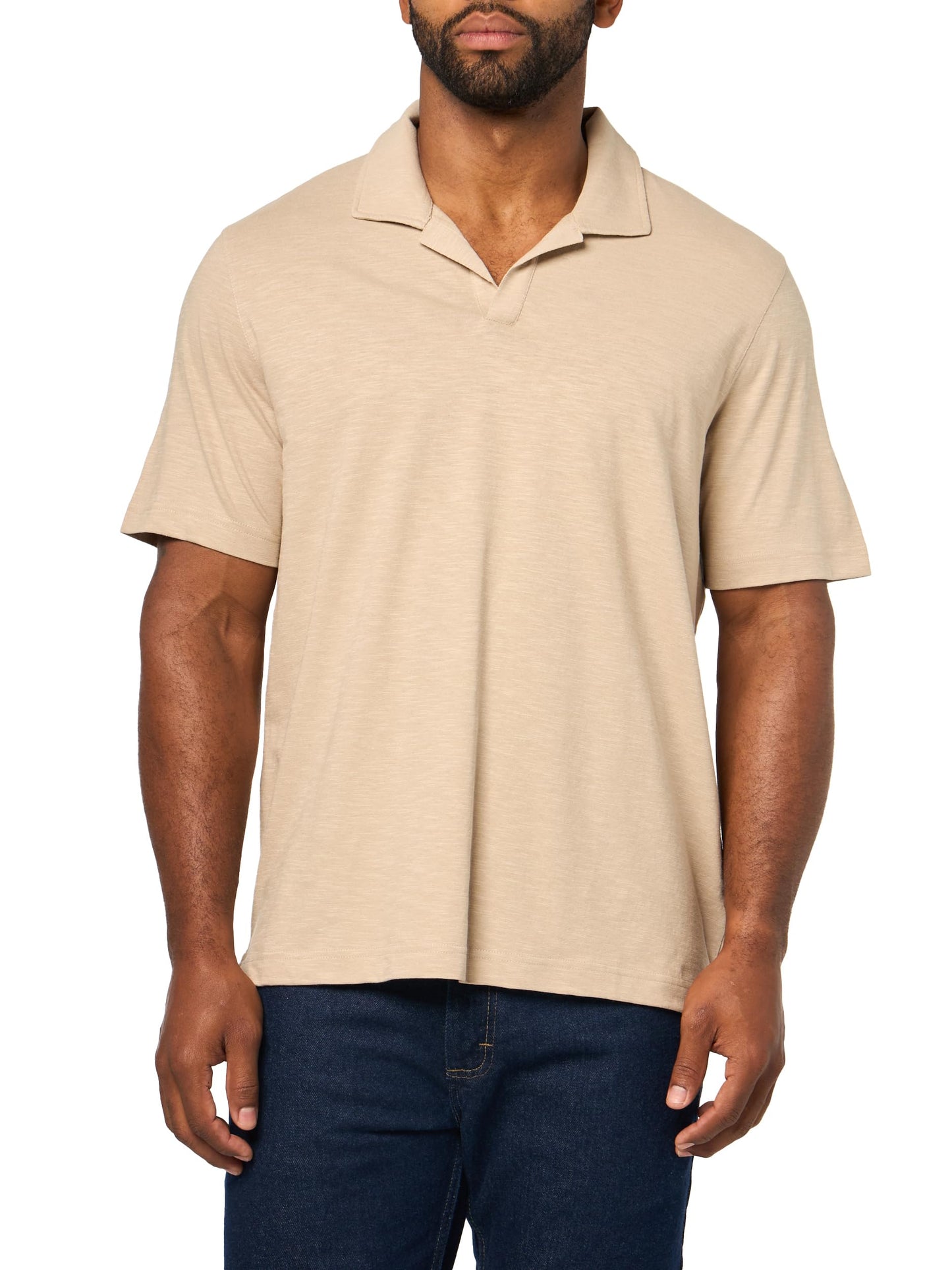 Linen Blend Johnny Collar Polo