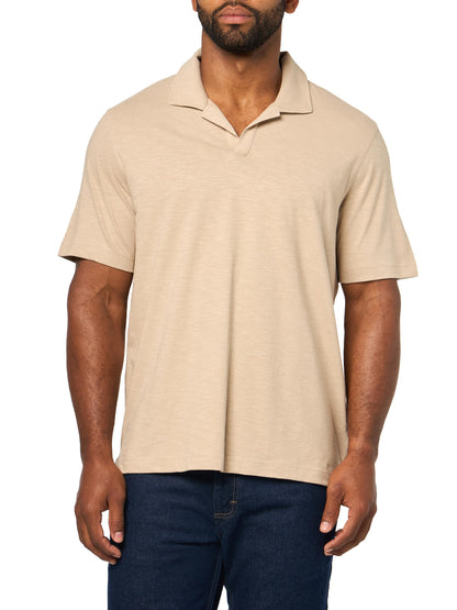 Linen Blend Johnny Collar Polo
