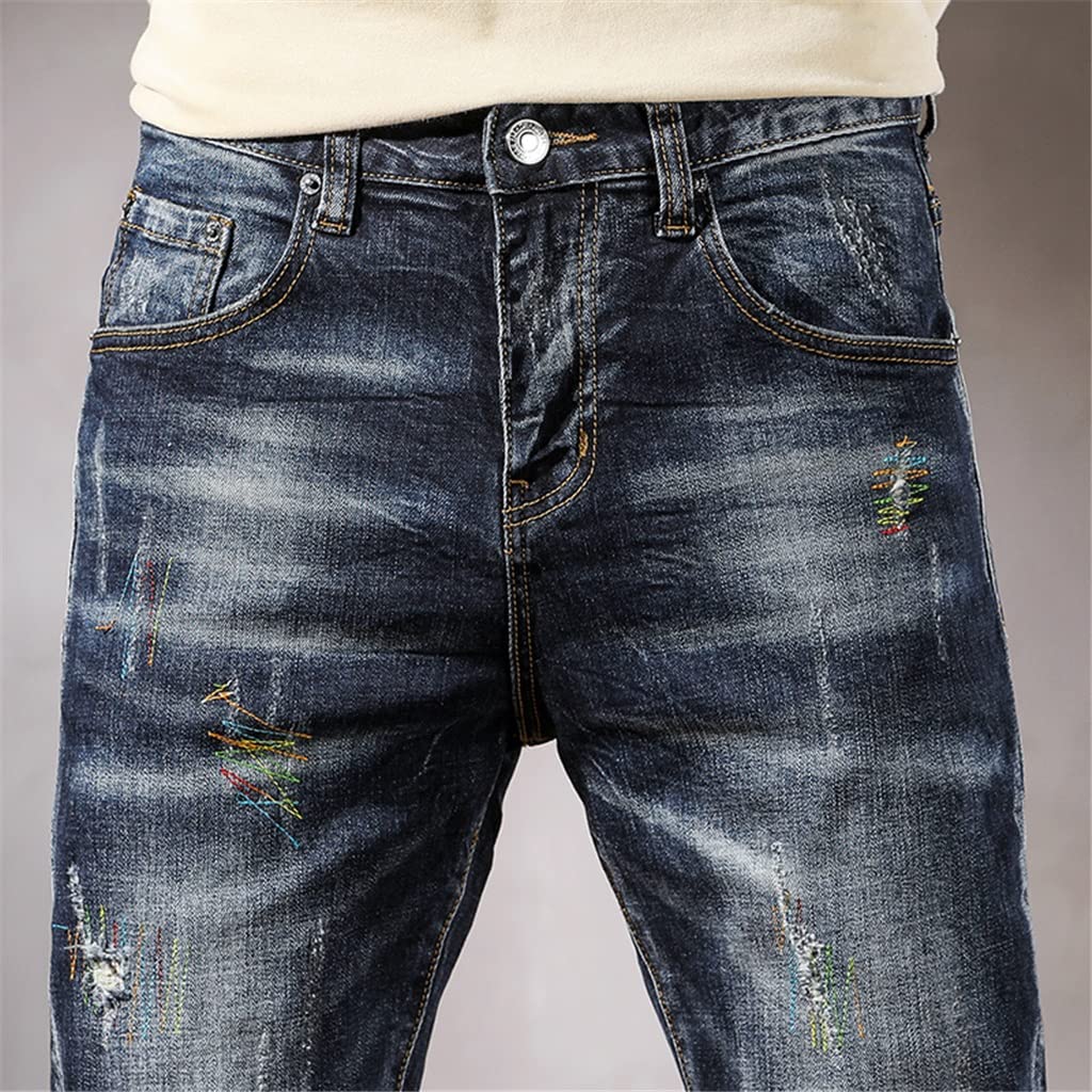 Slim Fit Distressed Patchwork Jeans