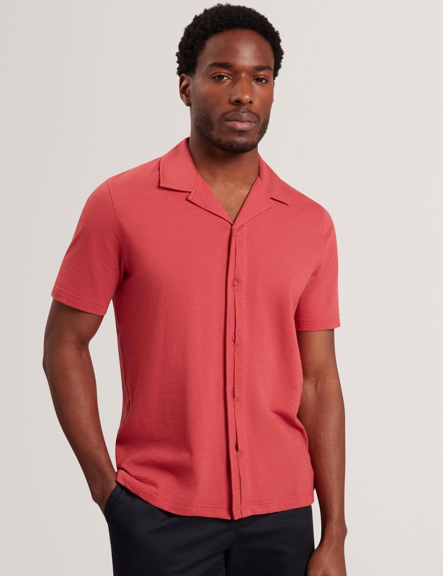Linen Blend Johnny Collar Polo