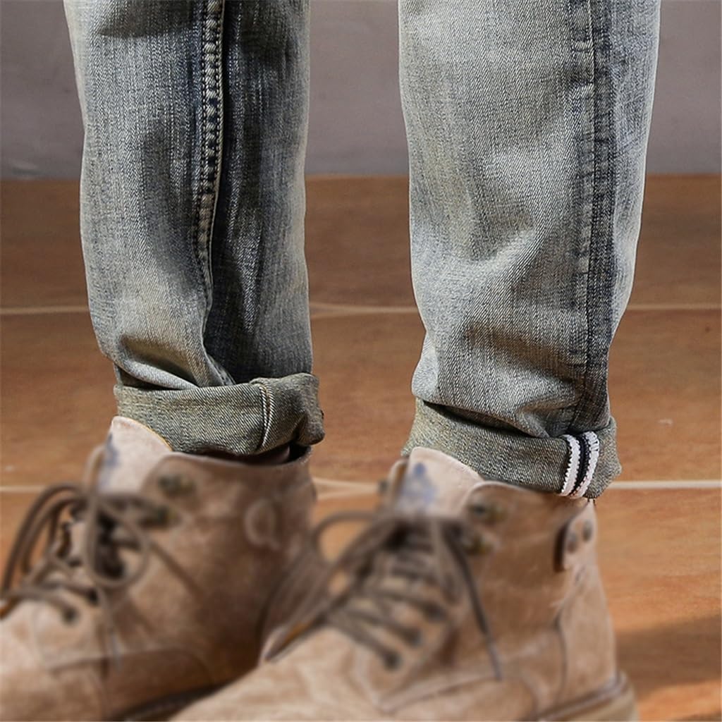 Slim Fit Distressed Patchwork Jeans