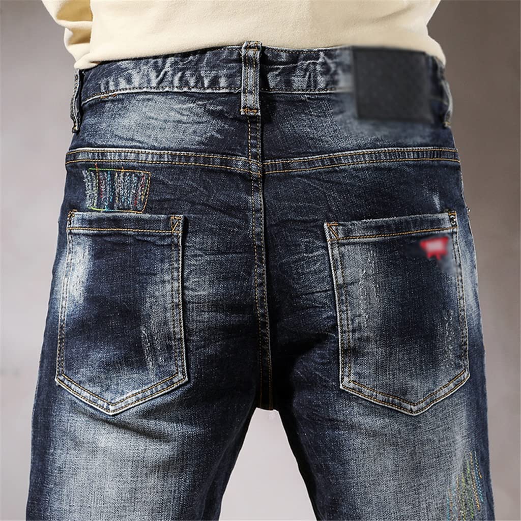 Slim Fit Distressed Patchwork Jeans