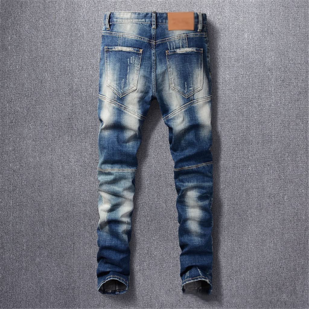 Slim Fit Multi-Pocket Ripped Jeans