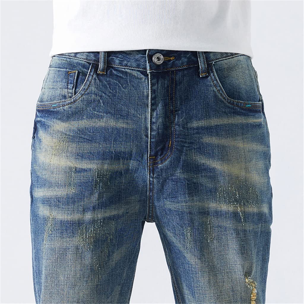 Slim Fit Distressed Ripped Jeans