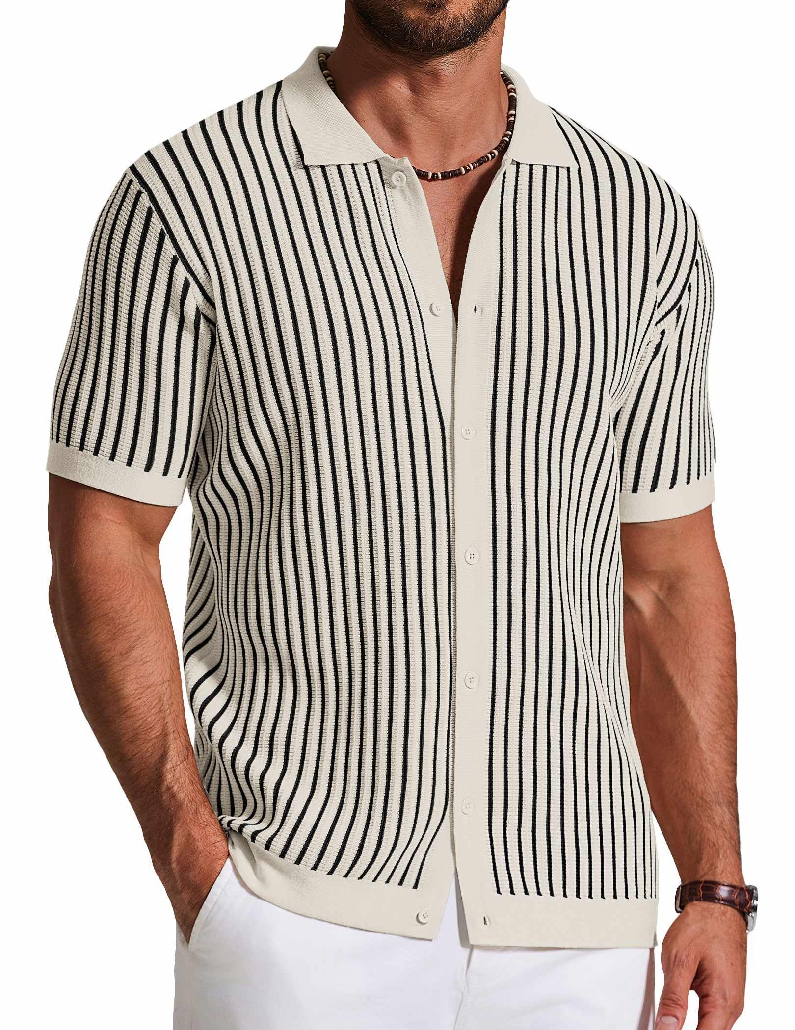 Knit Short-Sleeve Button-Down Shirt