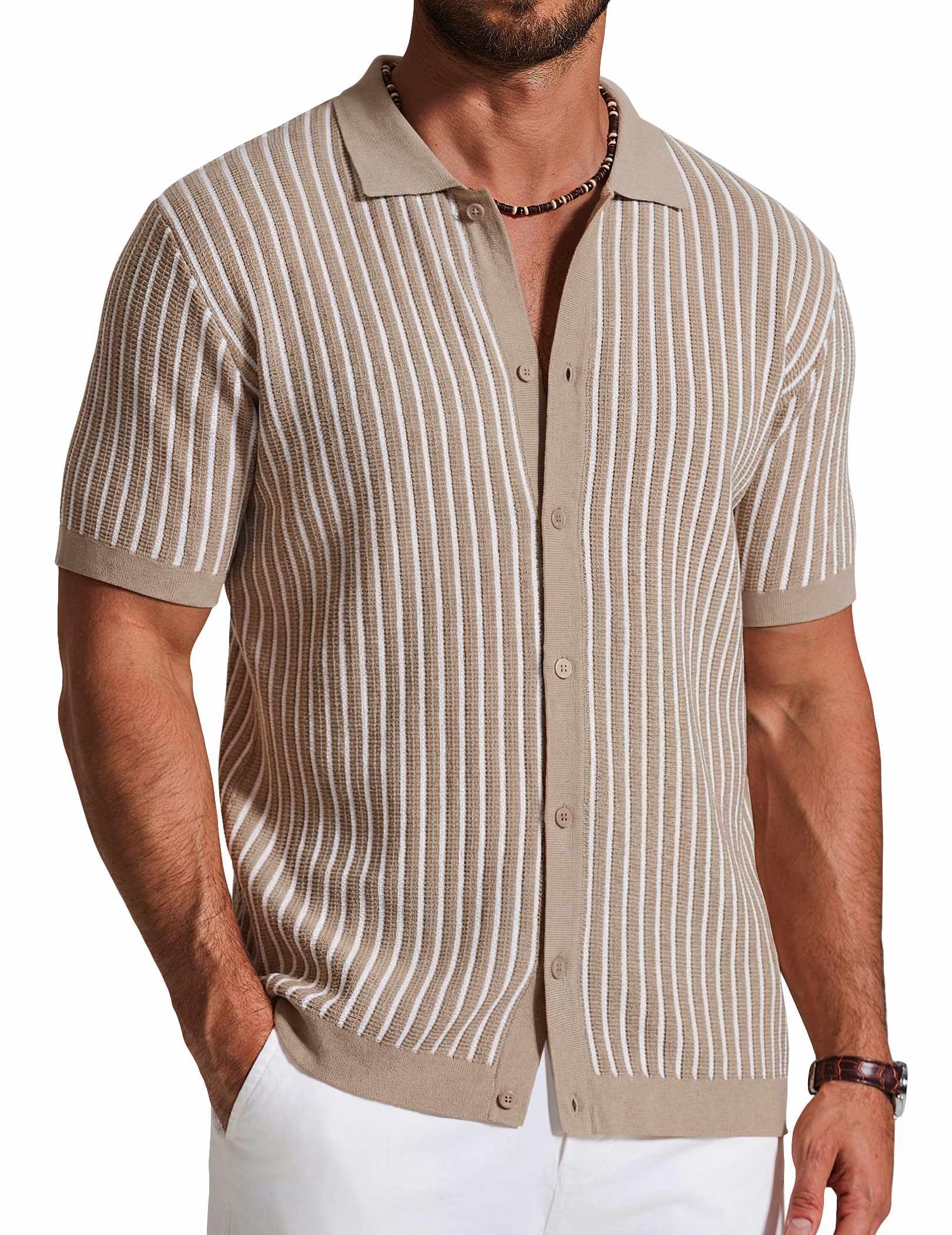 Knit Short-Sleeve Button-Down Shirt