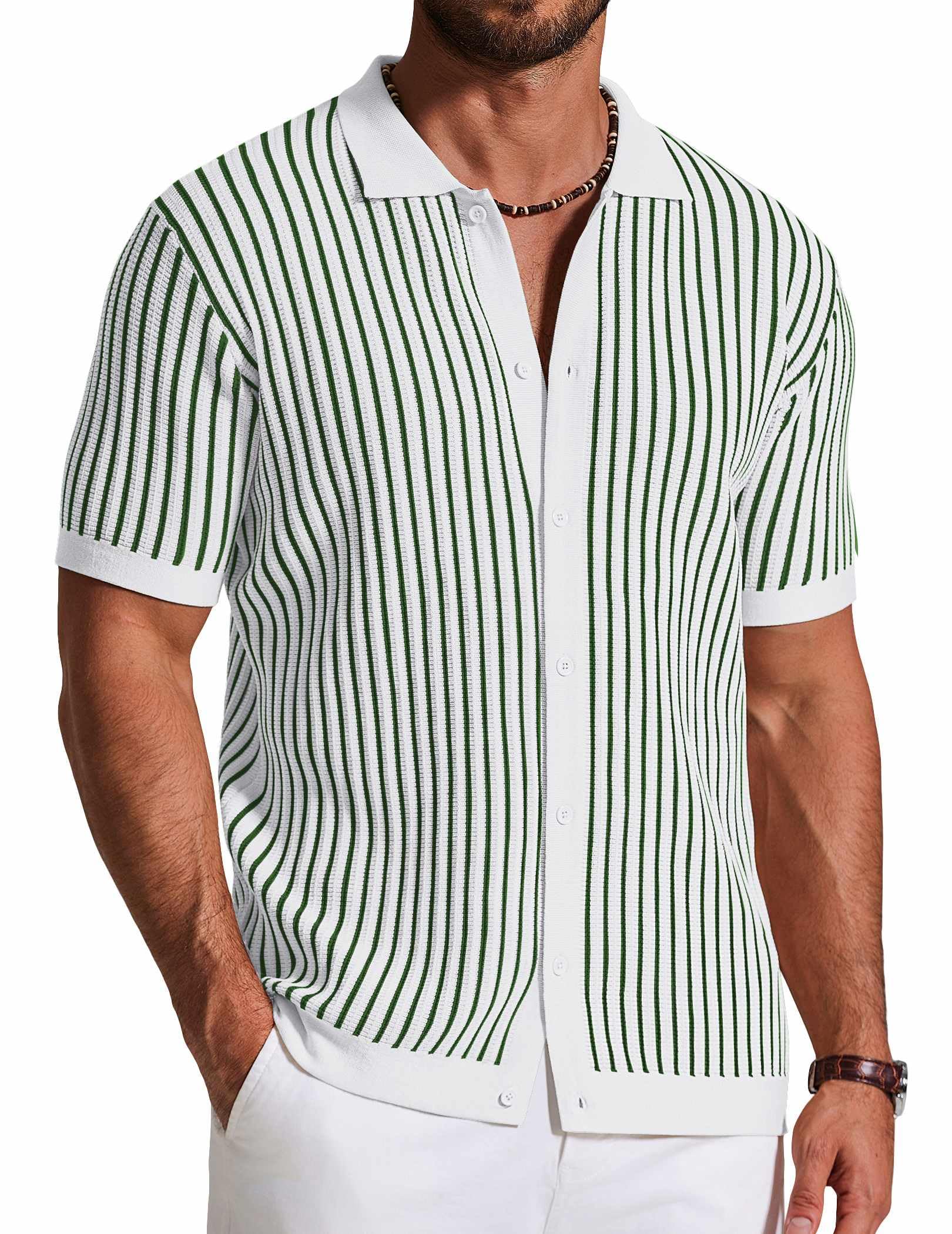 Knit Short-Sleeve Button-Down Shirt