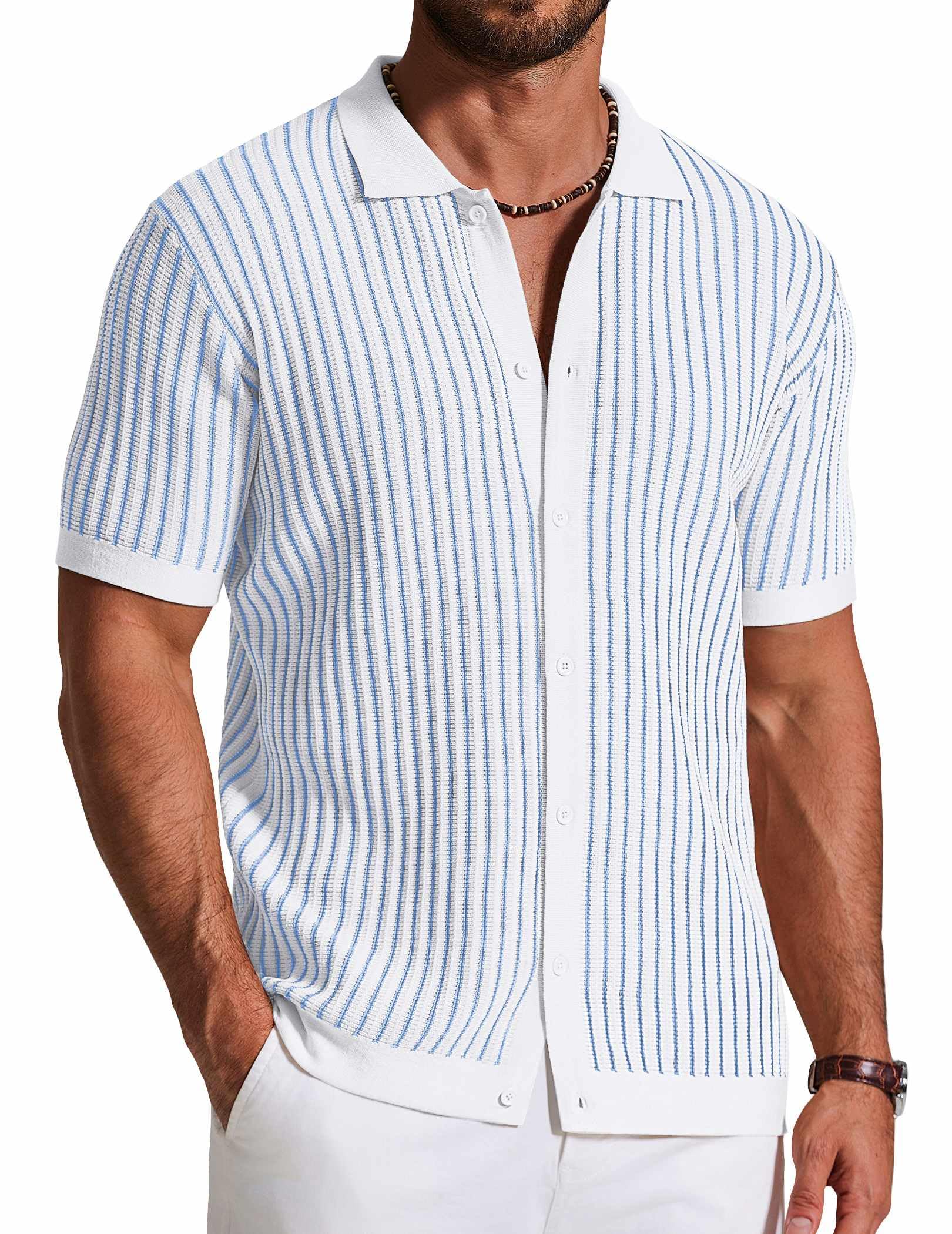 Knit Short-Sleeve Button-Down Shirt