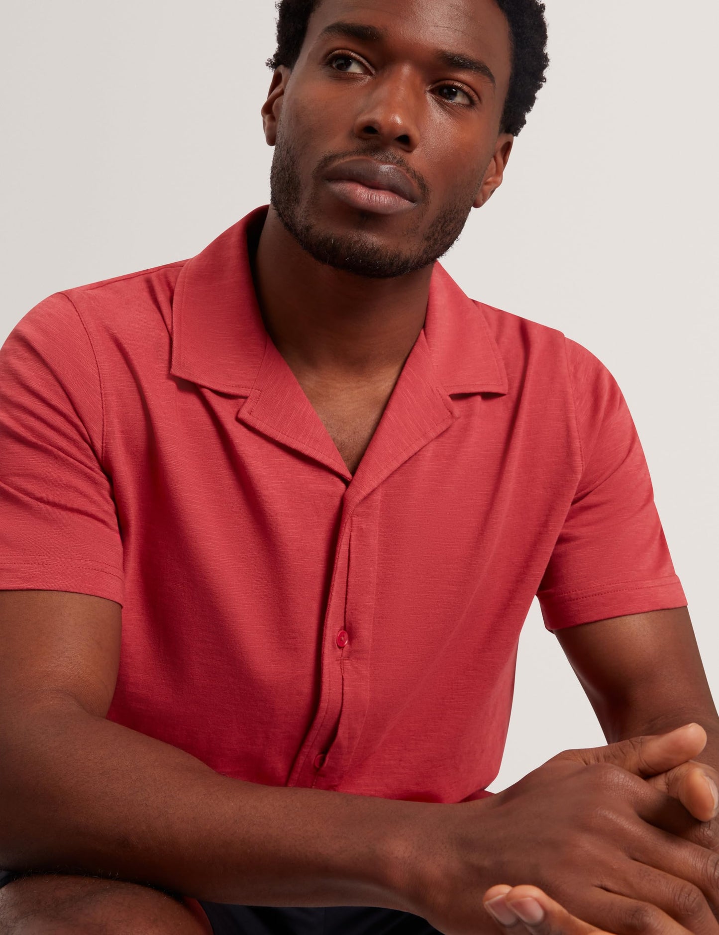 Linen Blend Johnny Collar Polo