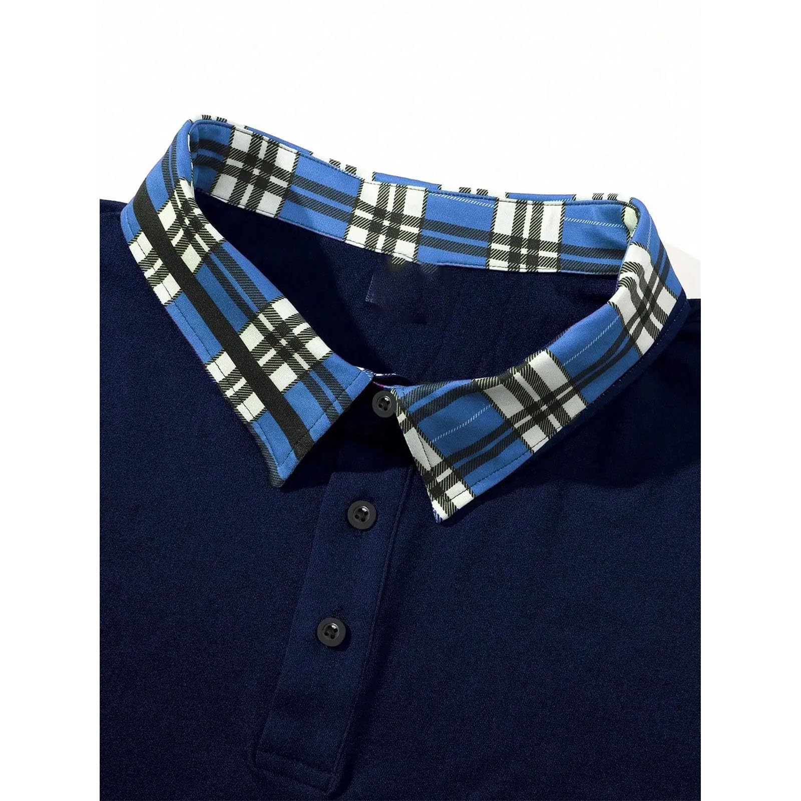 Navy Knit Short-Sleeve Polo Shirt