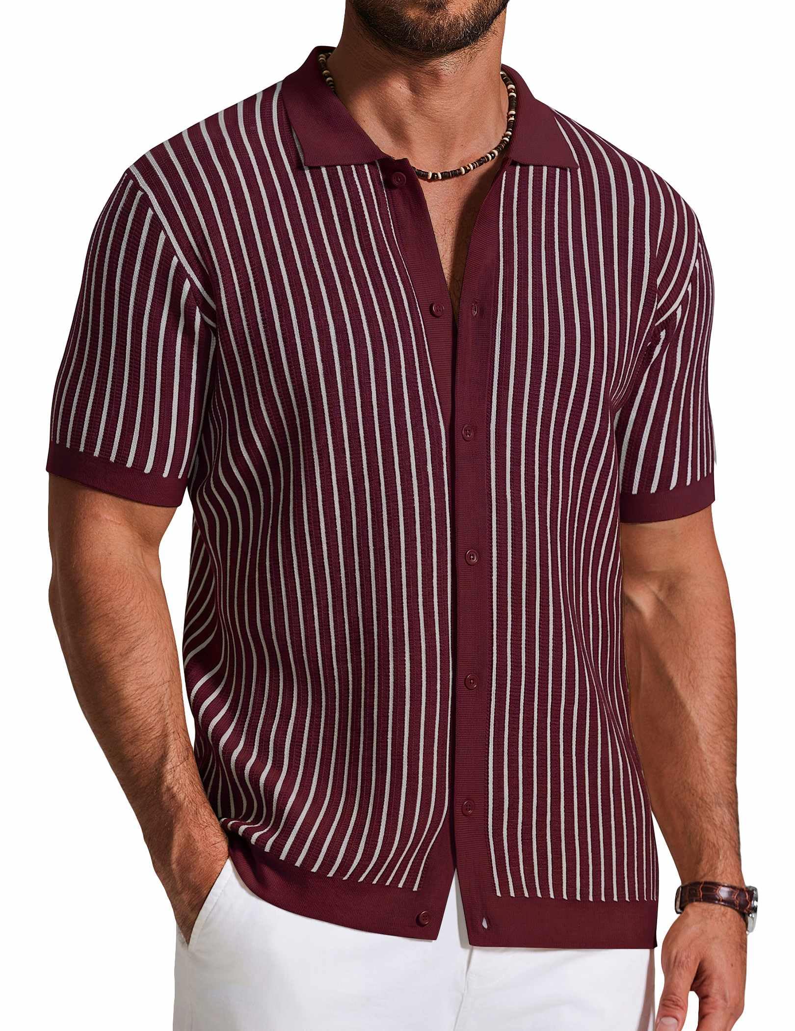 Knit Short-Sleeve Button-Down Shirt