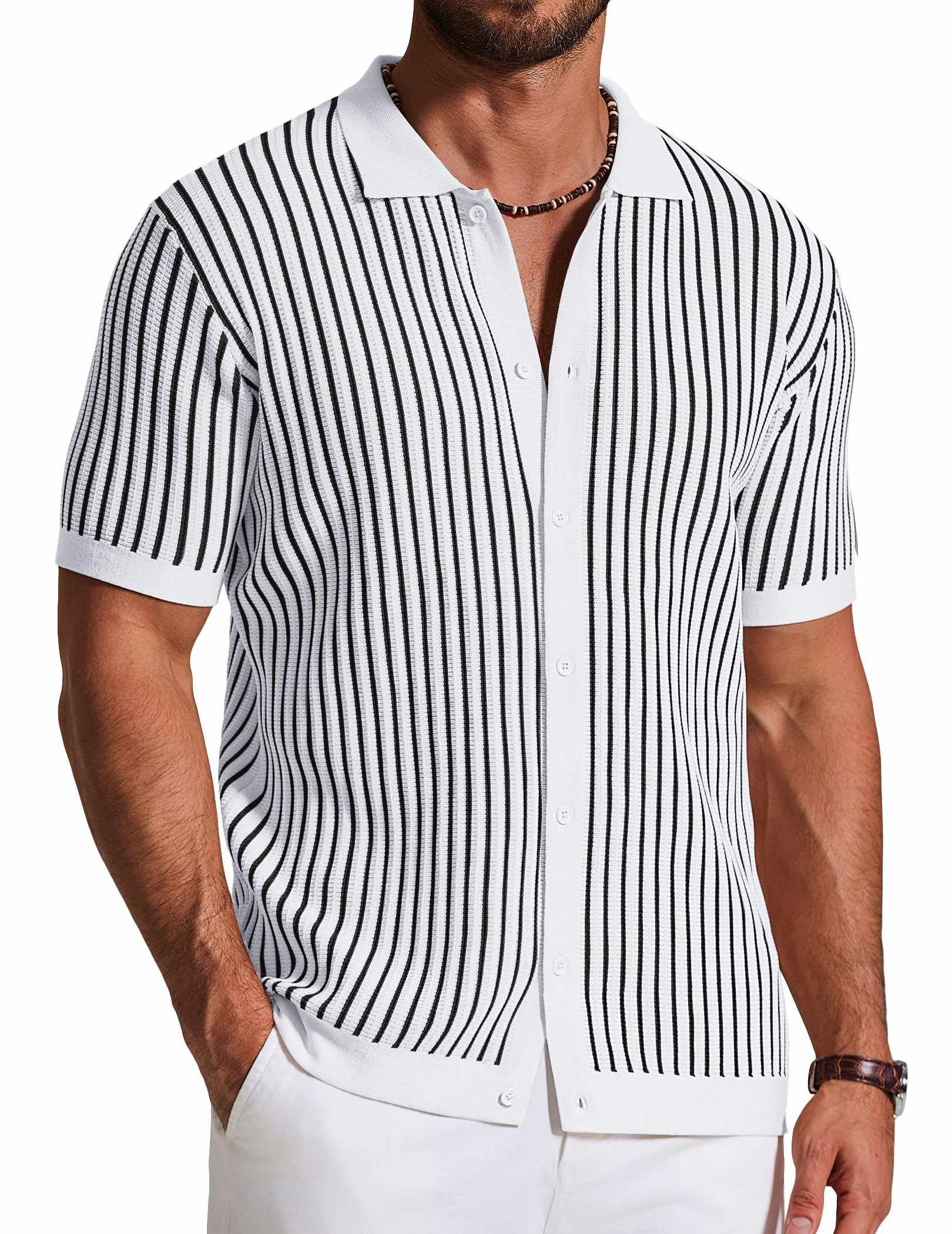 Knit Short-Sleeve Button-Down Shirt