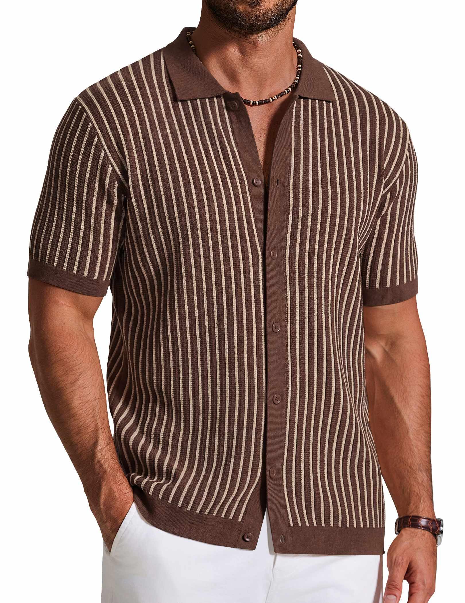 Knit Short-Sleeve Button-Down Shirt
