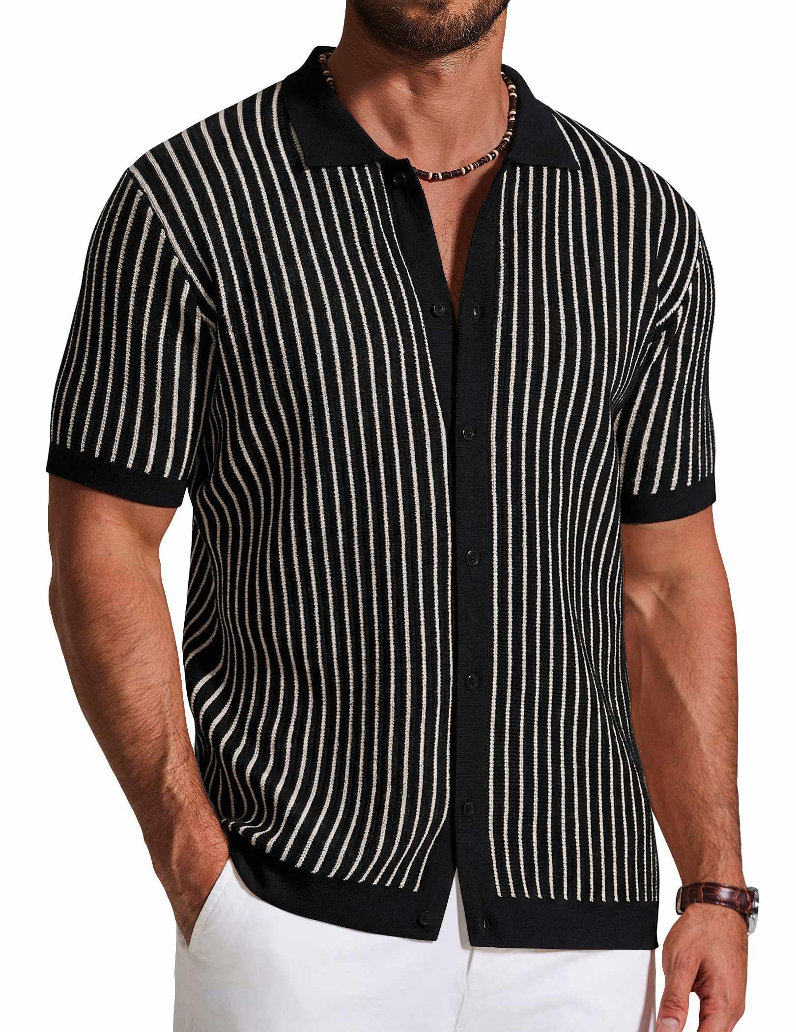 Knit Short-Sleeve Button-Down Shirt