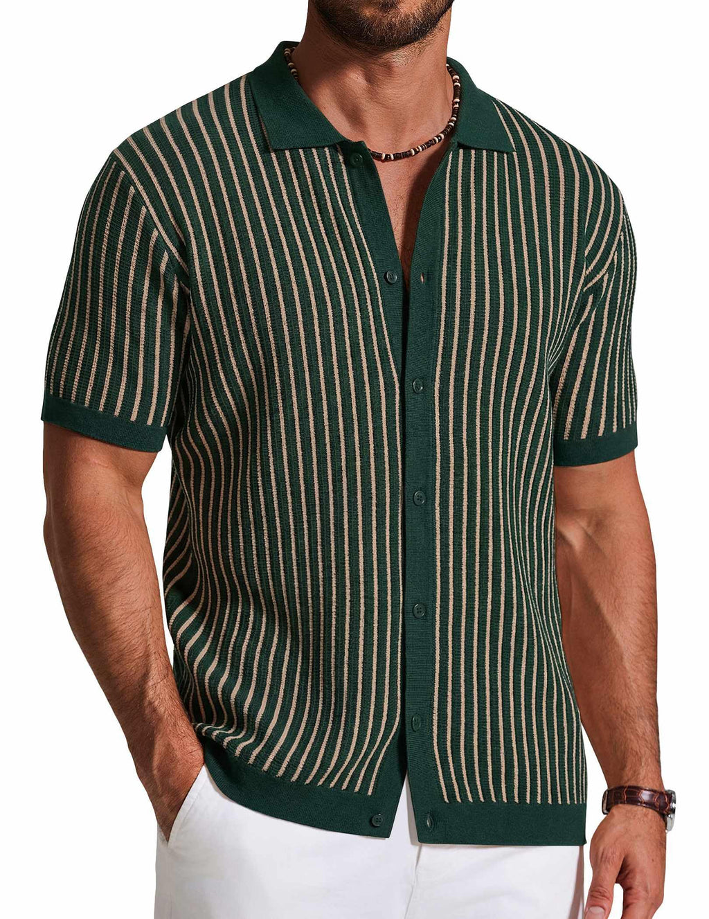 Knit Short-Sleeve Button-Down Shirt