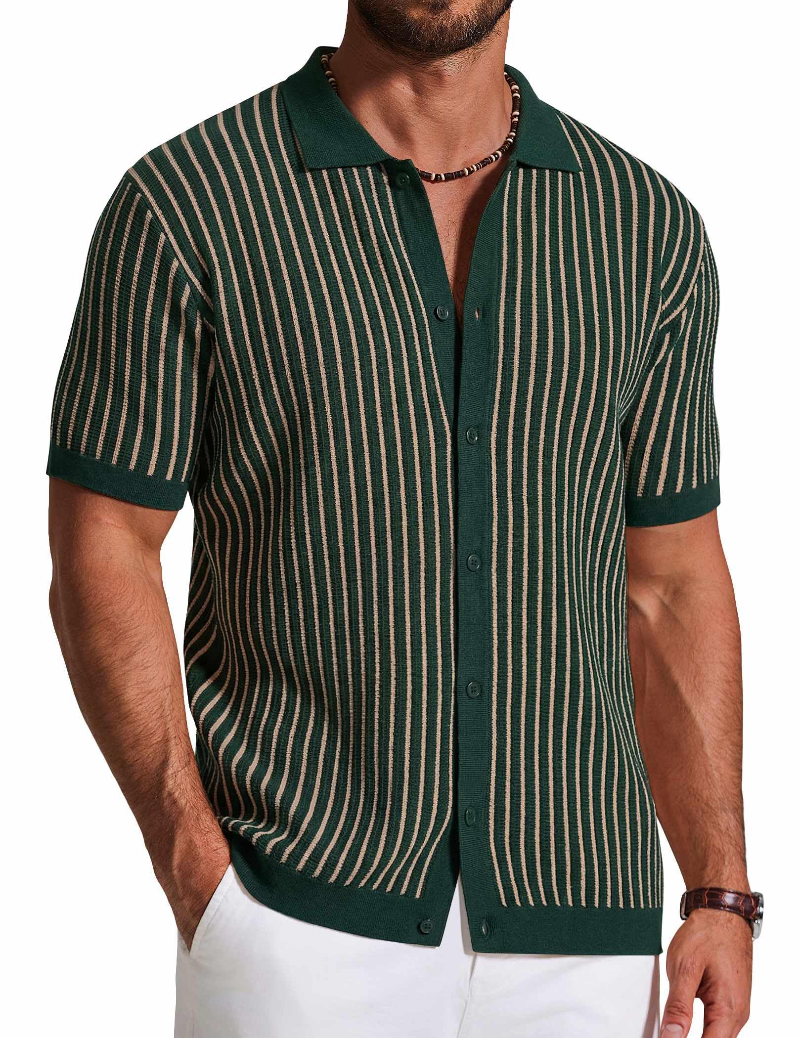 Knit Short-Sleeve Button-Down Shirt