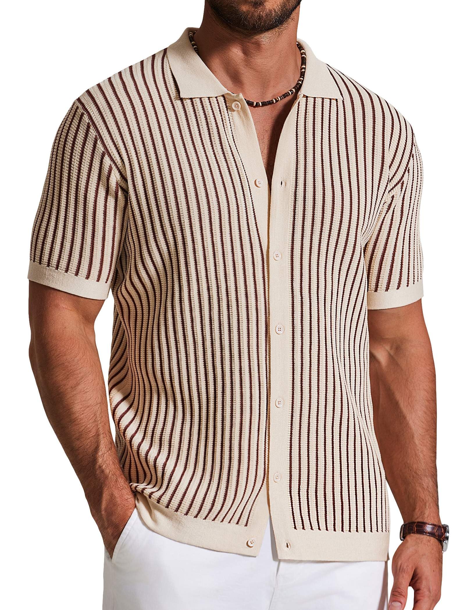 Knit Short-Sleeve Button-Down Shirt